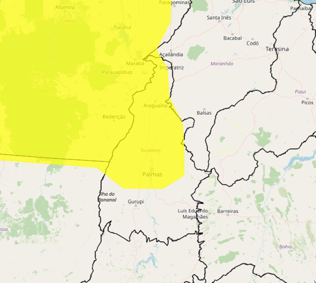 Tocantins tem alerta amarelo para chuvas intensas; veja a previsão
