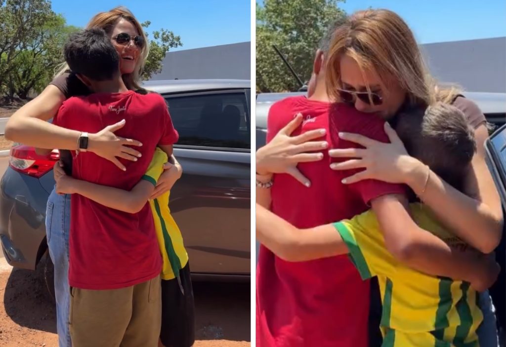 ‘Nada se compara ao abraço’, diz mãe ao voltar ao Brasil após 4 anos e reencontrar filhos